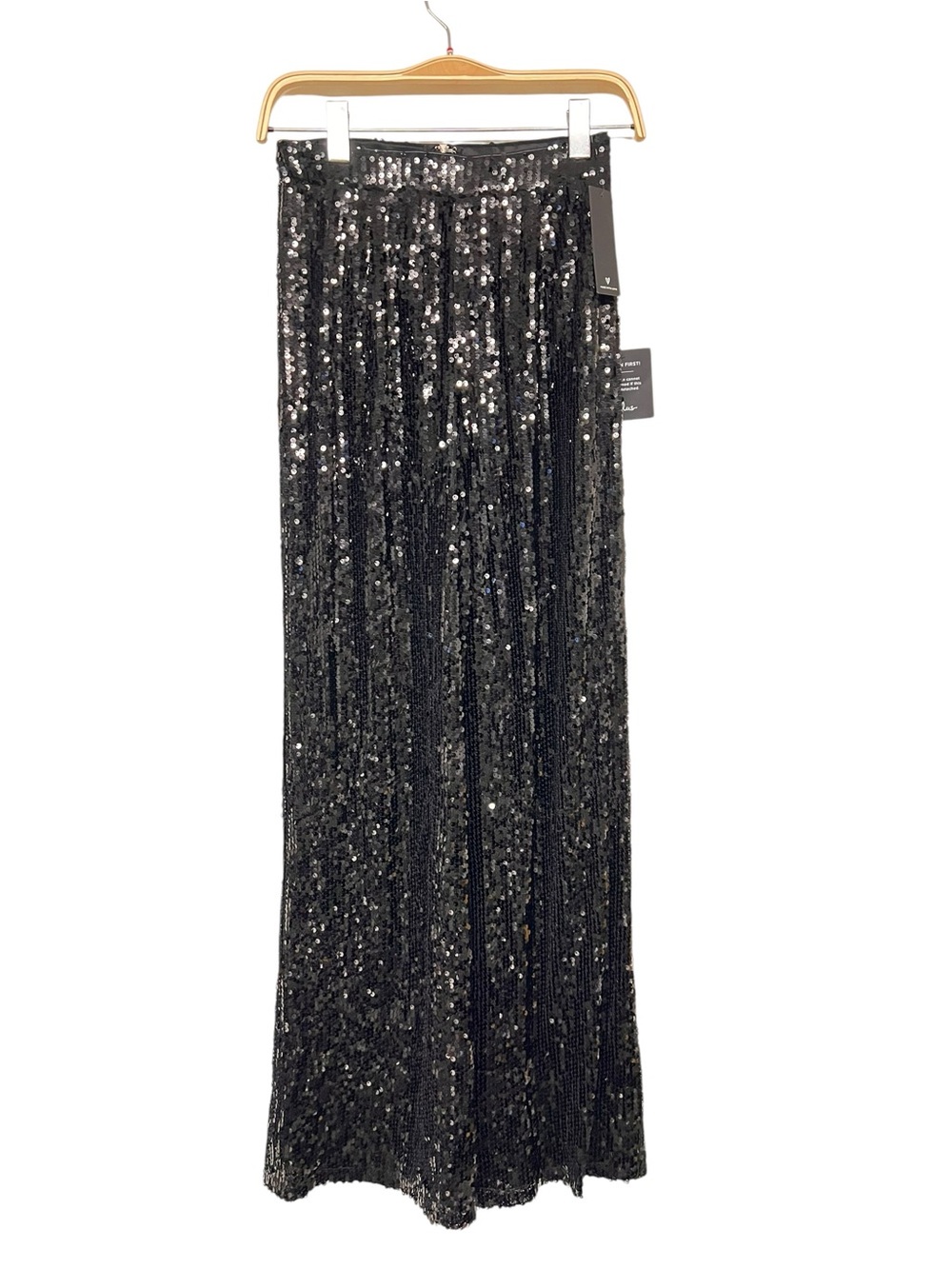 New Lulus Black Sequin Wide Leg Pants